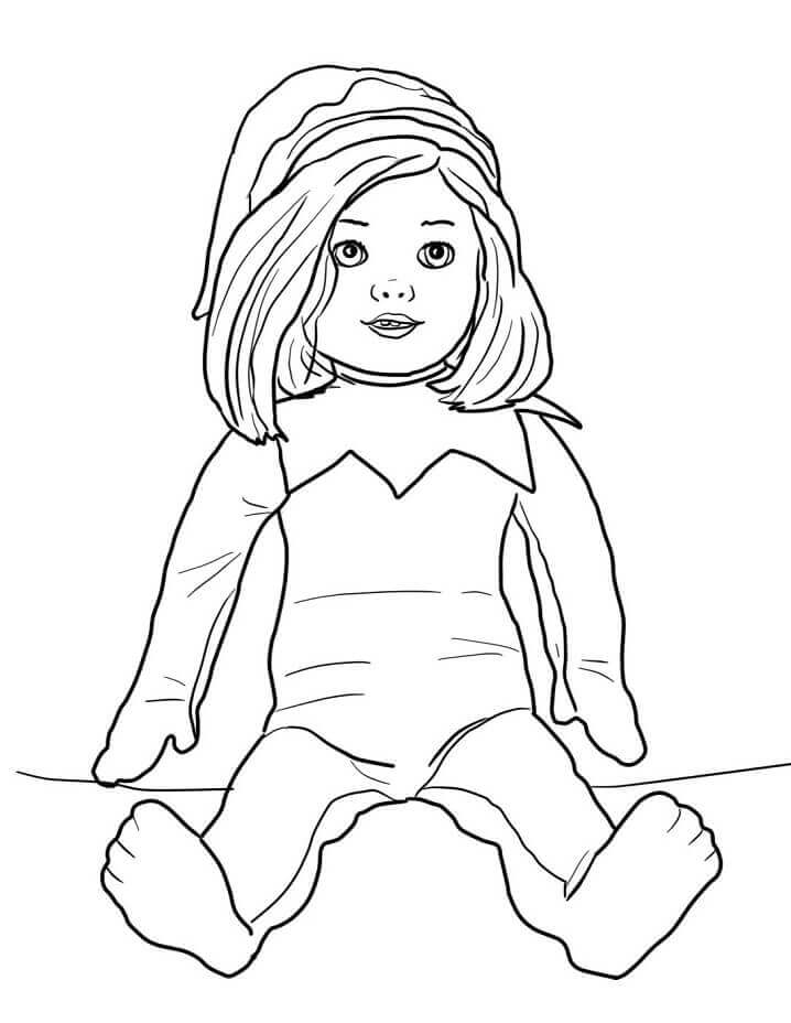 Dibujo de Niña Elfo En El Estante Sentado para Colorear y Imprimir