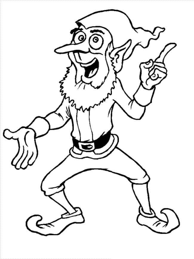 Dibujo de El Viejo Elfo Está Hablando 1 para Colorear y Imprimir