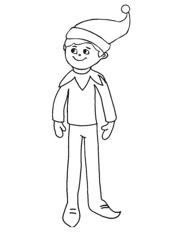 Dibujo de Elf Está de Pie 1 para Colorear y Imprimir