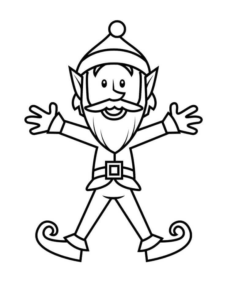 Dibujo de Elfo Es ¡Feliz 1 para Colorear y Imprimir