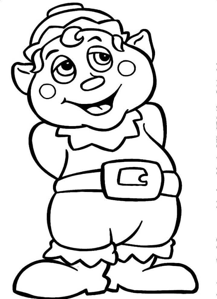 Dibujo de Elfo ¡Feliz 1 para Colorear y Imprimir