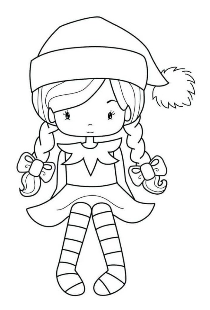 Dibujo de Niña Elfo 1 para Colorear y Imprimir