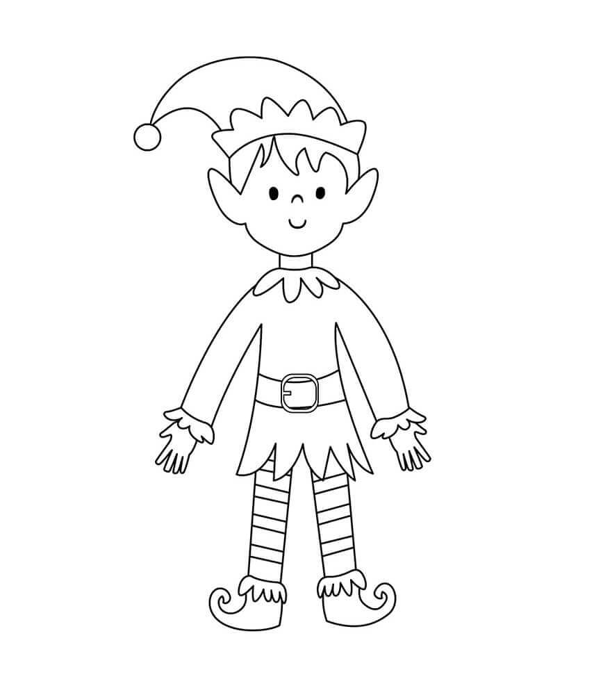Dibujo de Niño Elfo 1 para Colorear y Imprimir