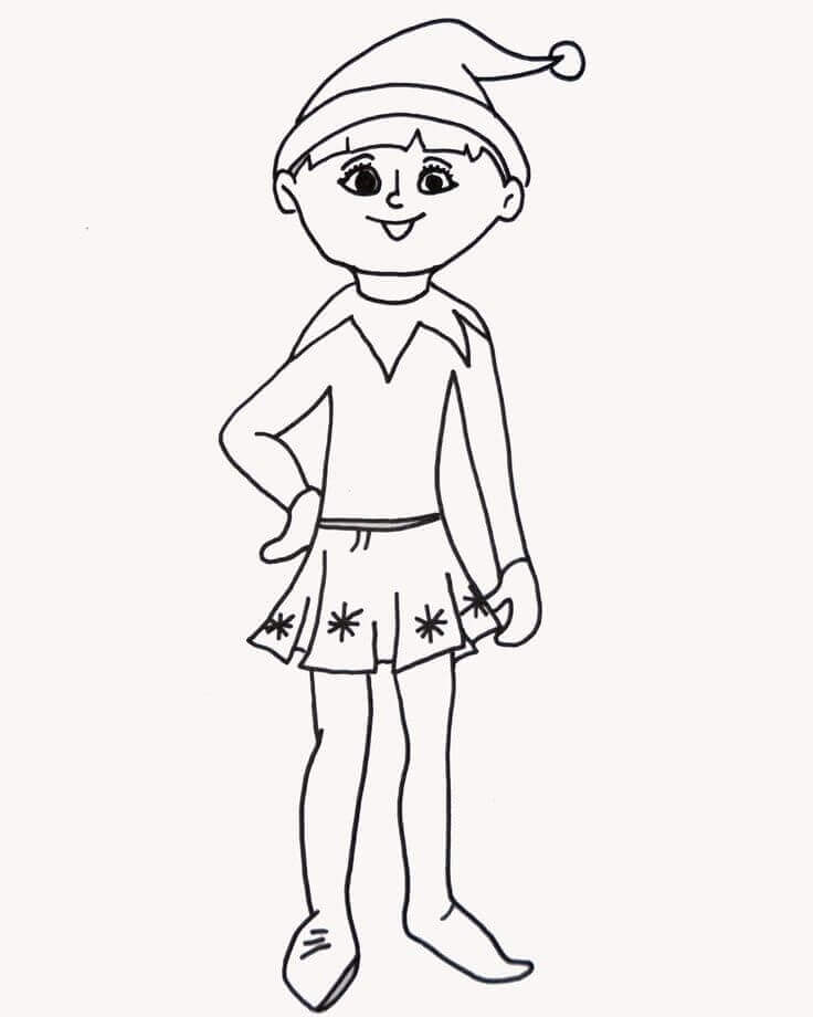 Dibujo de Niño Elfo Está Sonriendo 1 para Colorear y Imprimir