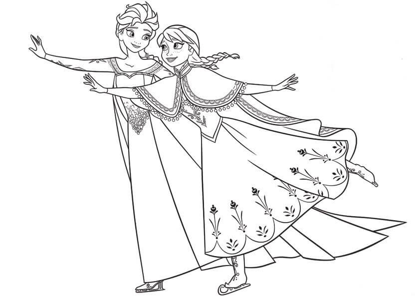 Dibujo de Elsa y Anna 2 para Colorear y Imprimir