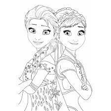Dibujo de Elsa y Anna Sonriendo para Colorear y Imprimir