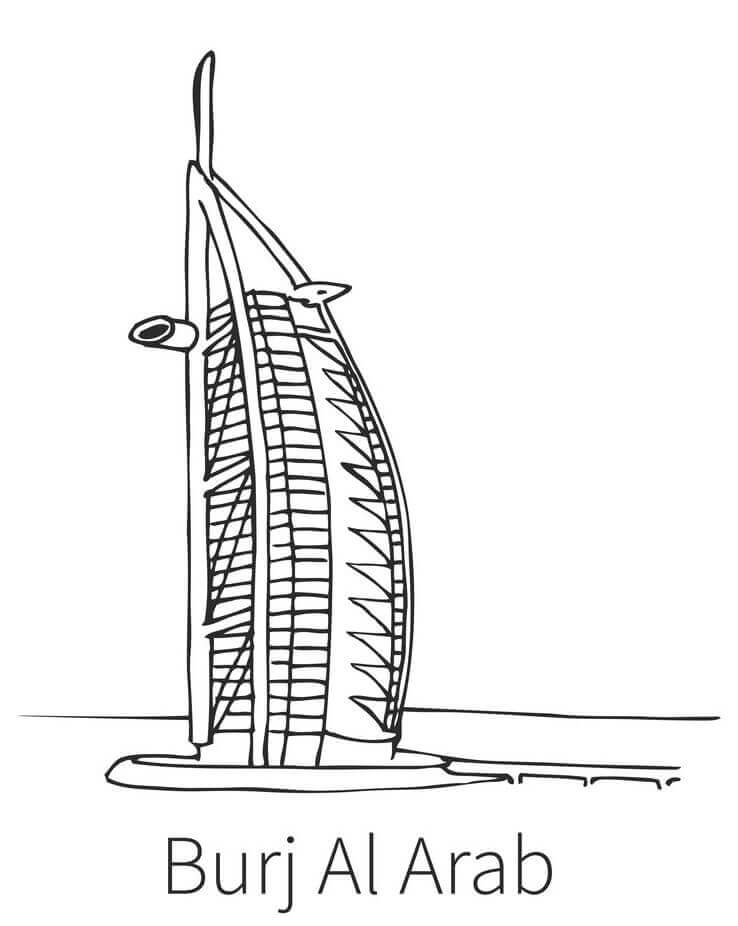 Dibujo de Burj Al Arab 1 para Colorear y Imprimir