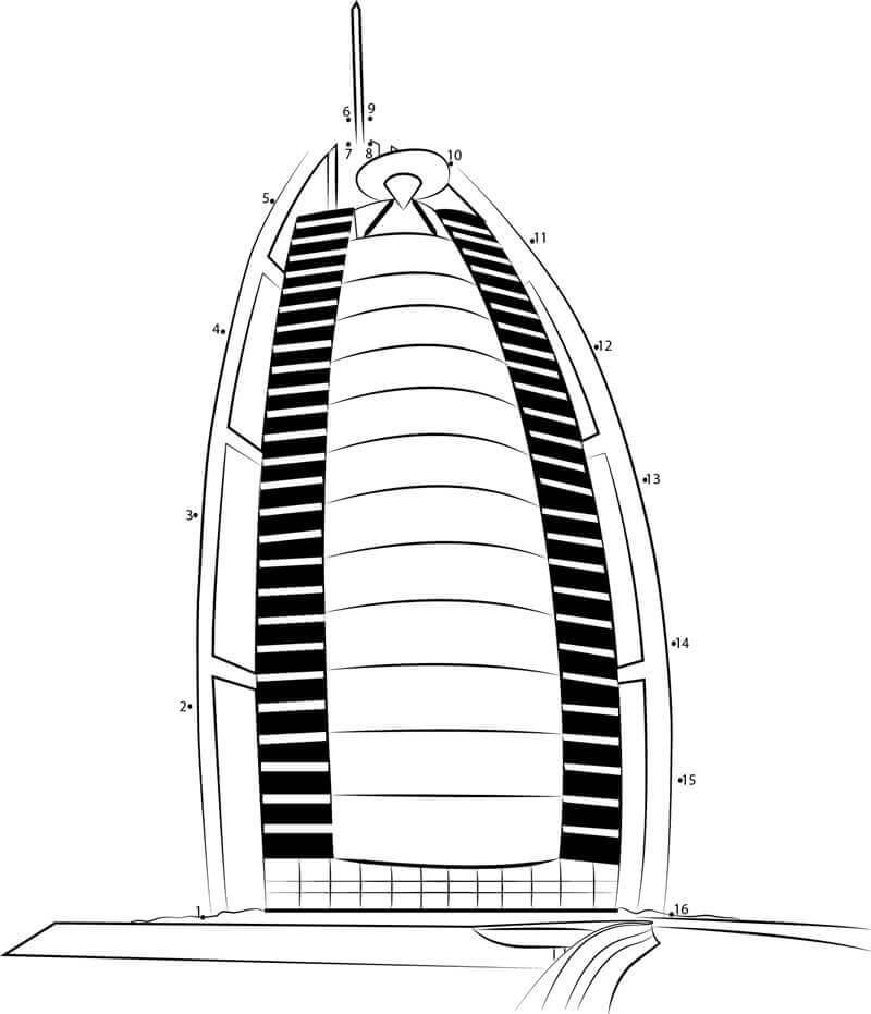 Dibujo de Burj Al Arab 4 para Colorear y Imprimir