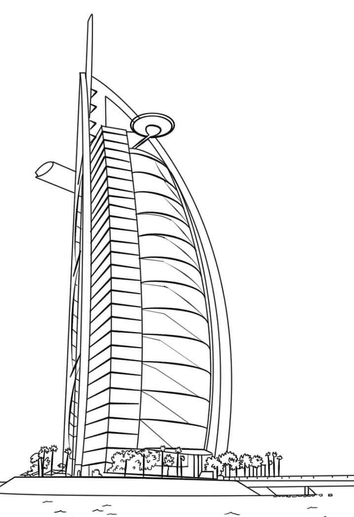 Dibujo de Burj Al Arab En Dubai para Colorear y Imprimir
