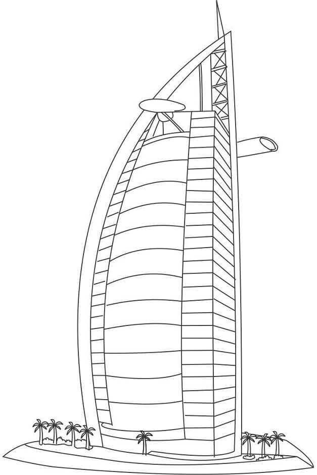 Dibujo de Burj Al Arab para Colorear y Imprimir