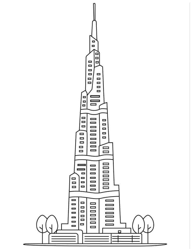Dibujo de Burj Khalifa 1 para Colorear y Imprimir