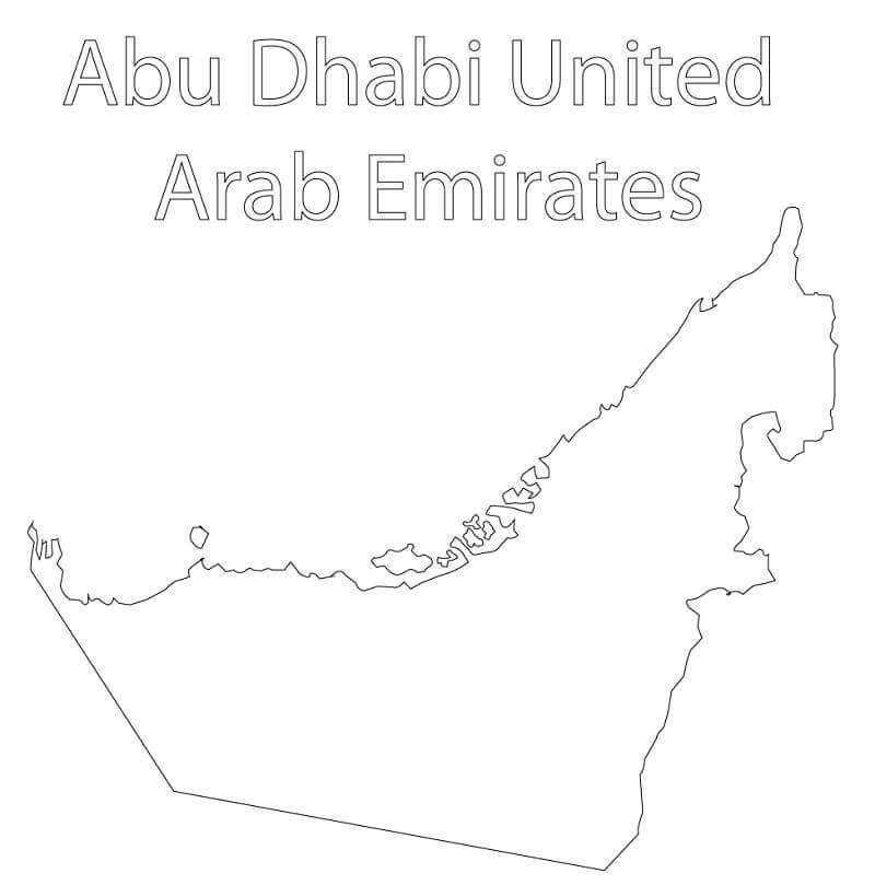 Dibujo de Mapa de Emiratos Árabes Unidos 1 para Colorear y Imprimir
