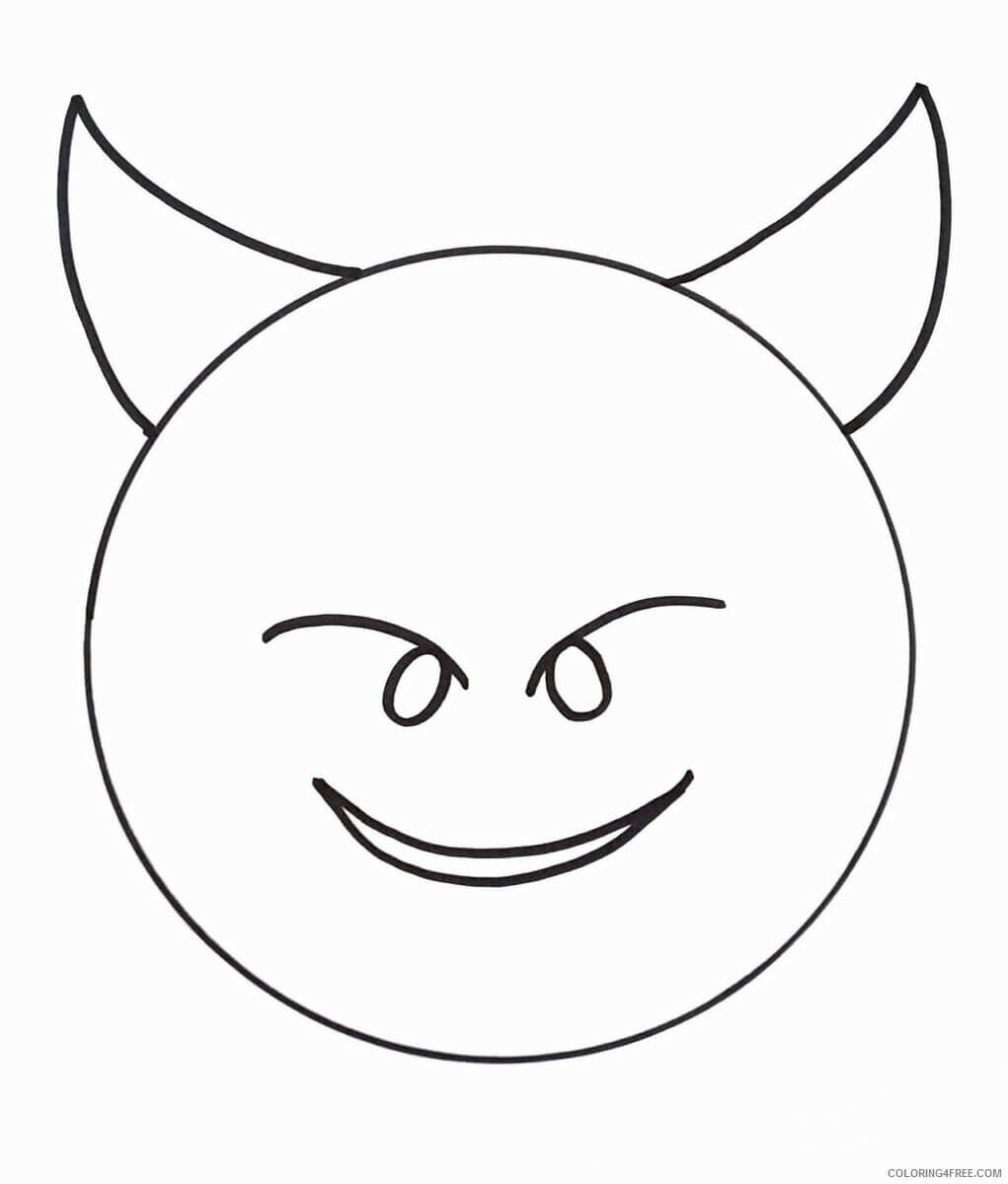 Dibujo de Demonio Emoji para Colorear y Imprimir