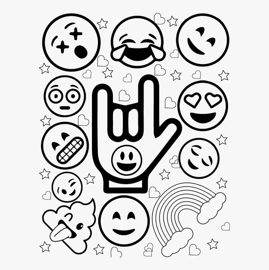 Dibujo de Emoji Basíco para Colorear y Imprimir