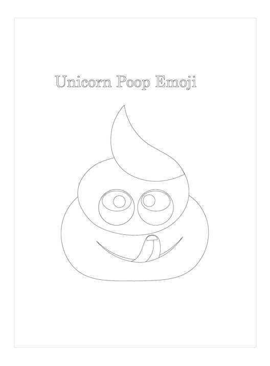 Dibujo de Emoji de Caca de Unicornio para Colorear y Imprimir
