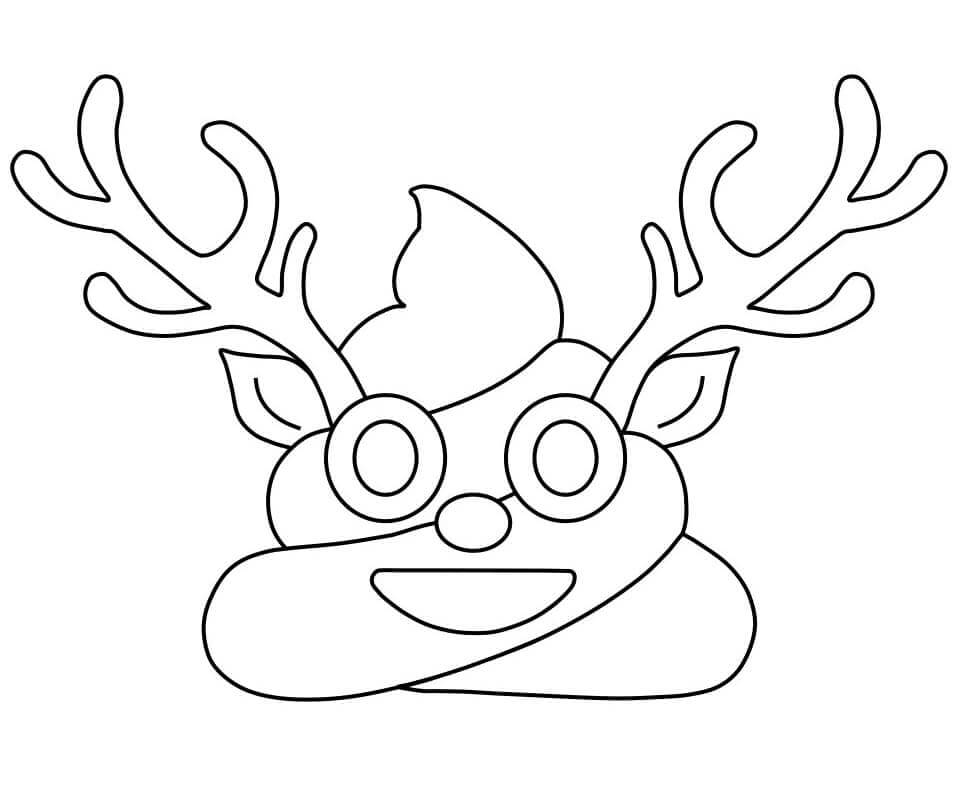 Dibujo de Emoji de Mierda Con Cuernos para Colorear y Imprimir