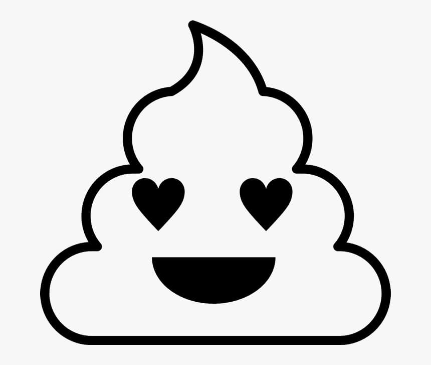 Dibujo de Emoji de Mierda de Corazón para Colorear y Imprimir