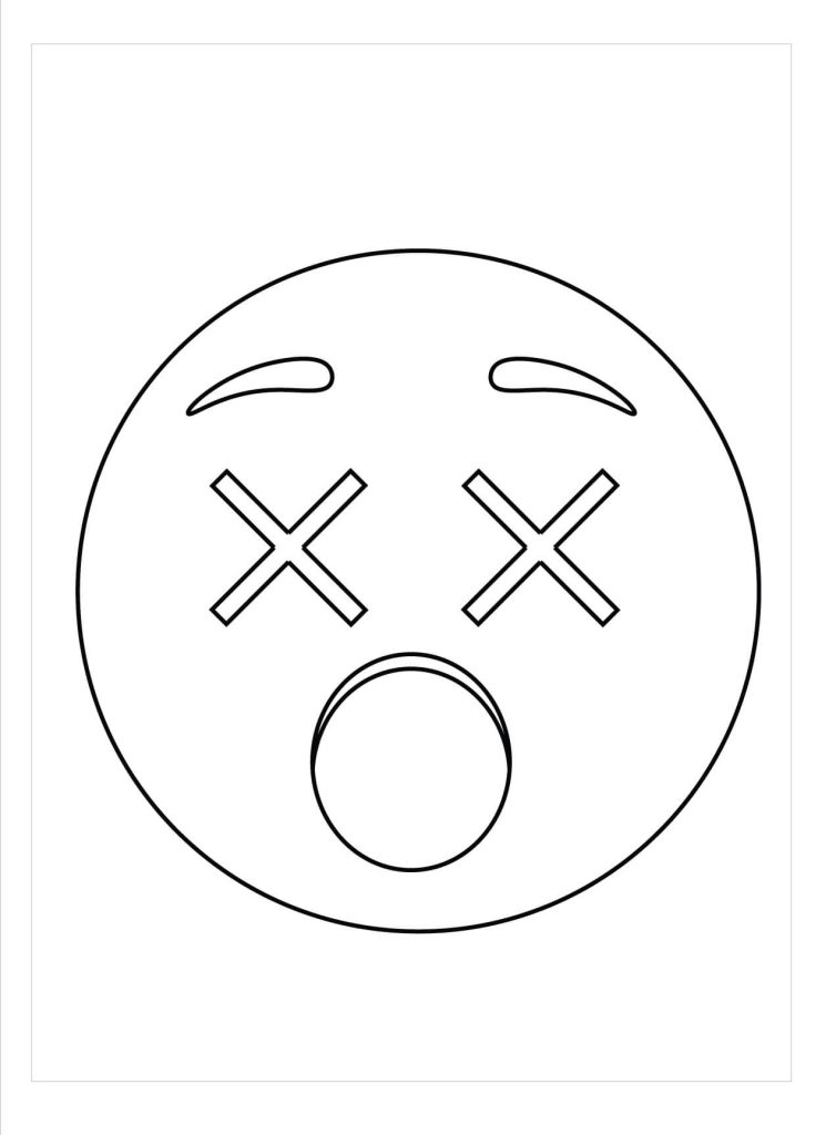 Dibujo de Emoji de Ojos X para Colorear y Imprimir