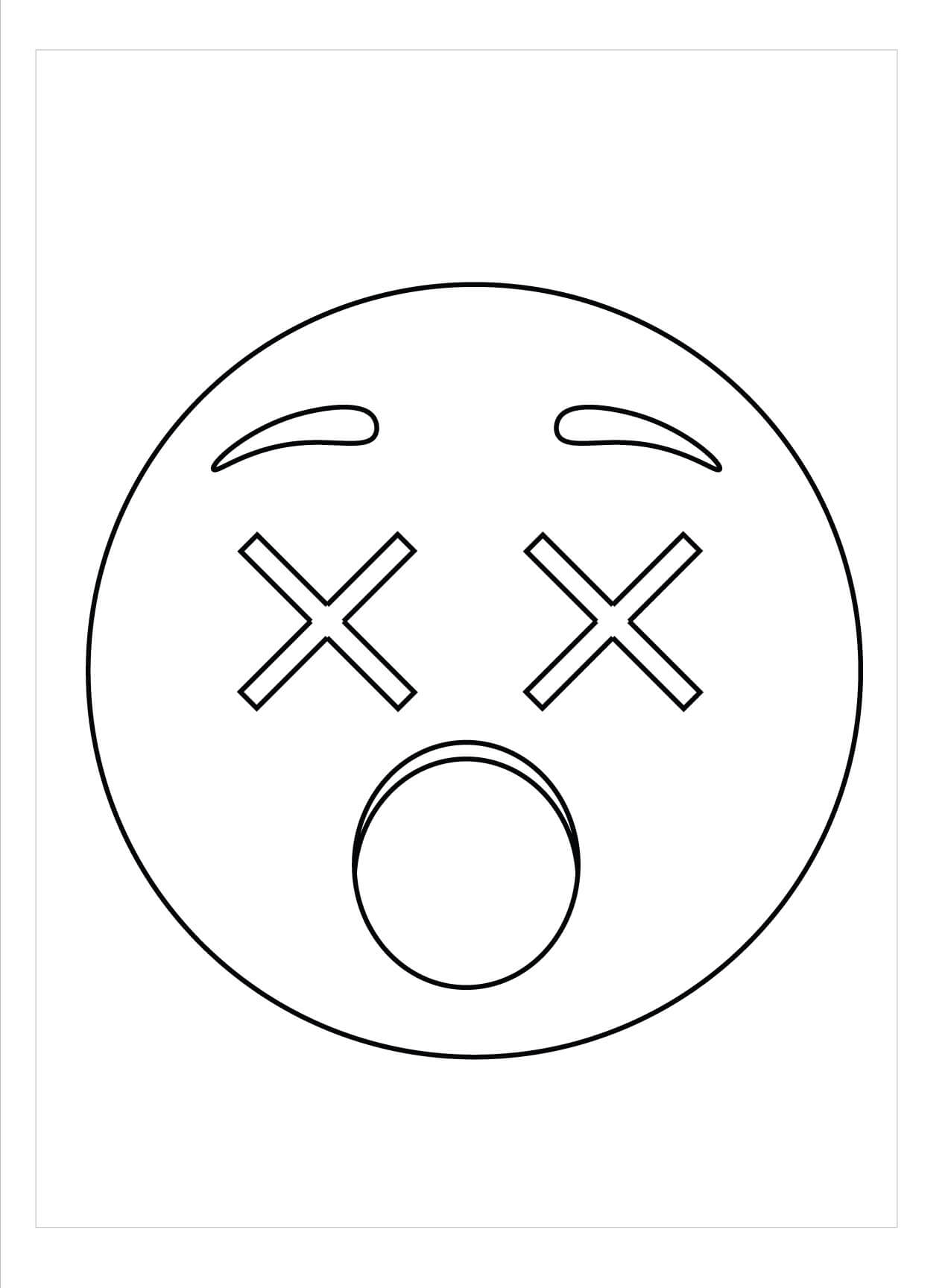 Dibujo de Emoji de Ojos X para Colorear y Imprimir