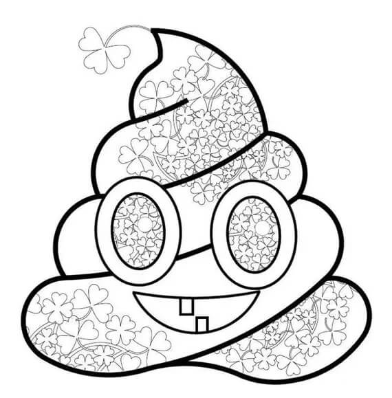 Dibujo de Emoji de Trébol de Mierda para Colorear y Imprimir