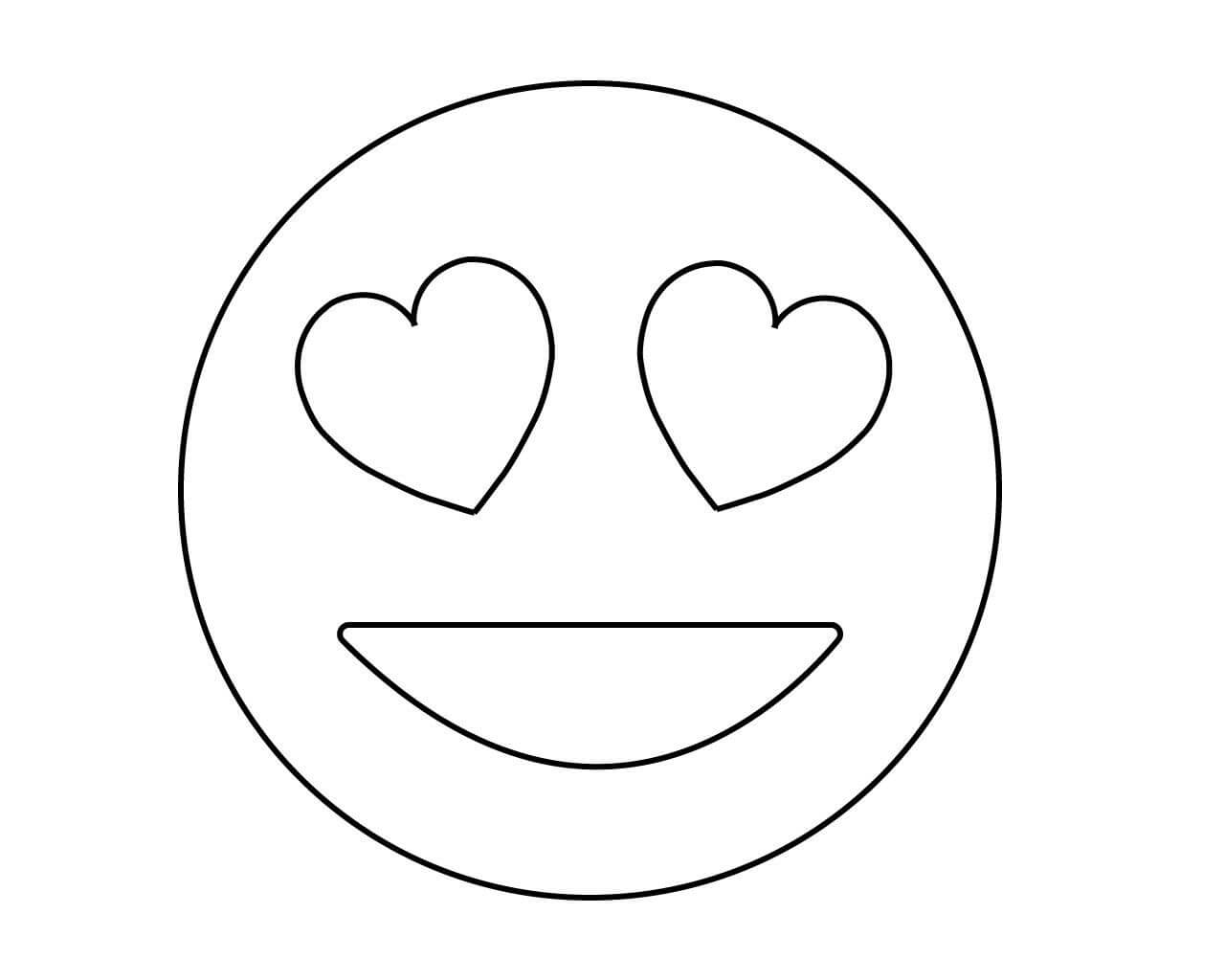 Dibujo de Emoji Enamorado para Colorear y Imprimir