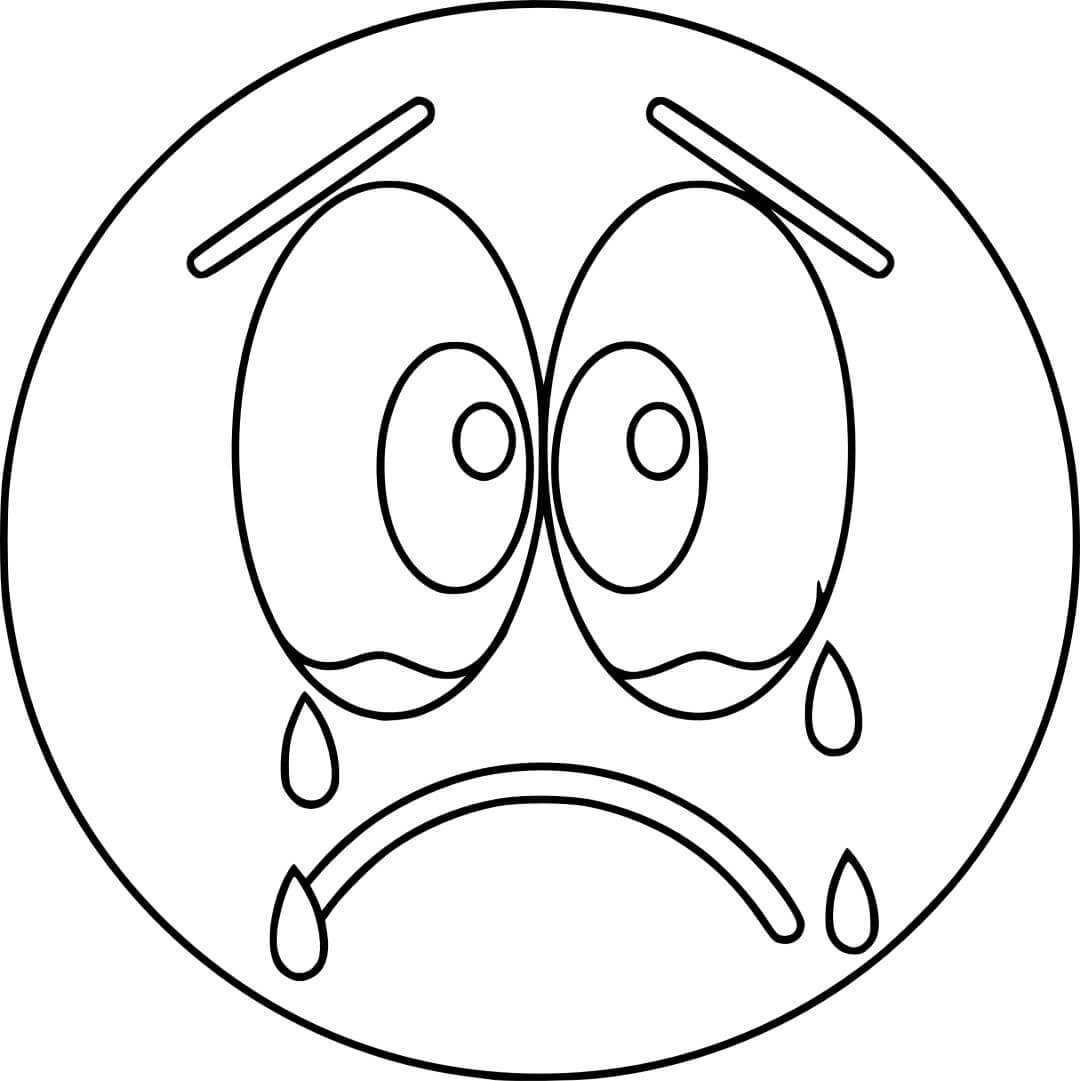Dibujo de Emoji Llorando para Colorear y Imprimir