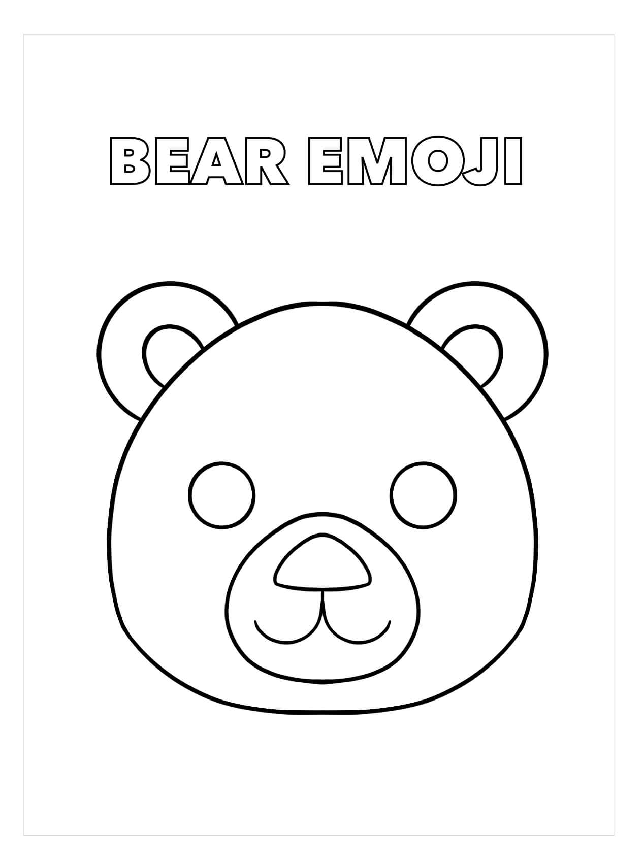 Dibujo de Oso Emoji para Colorear y Imprimir