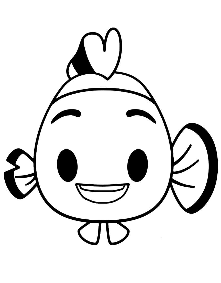 Dibujo de Pez Emoji para Colorear y Imprimir