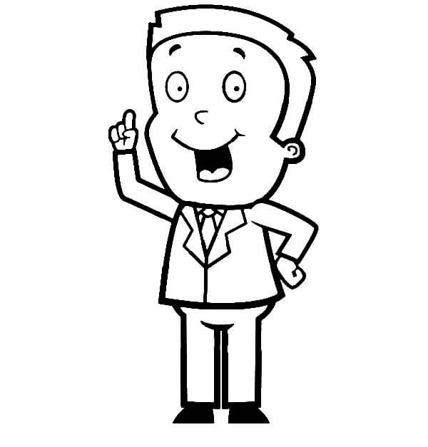 Dibujo de Empresario Expresando Una Idea para Colorear y Imprimir