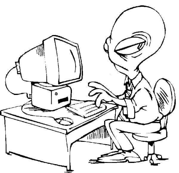 Dibujo de Hombre de Negocios Alienígena no ¡Feliz para Colorear y Imprimir