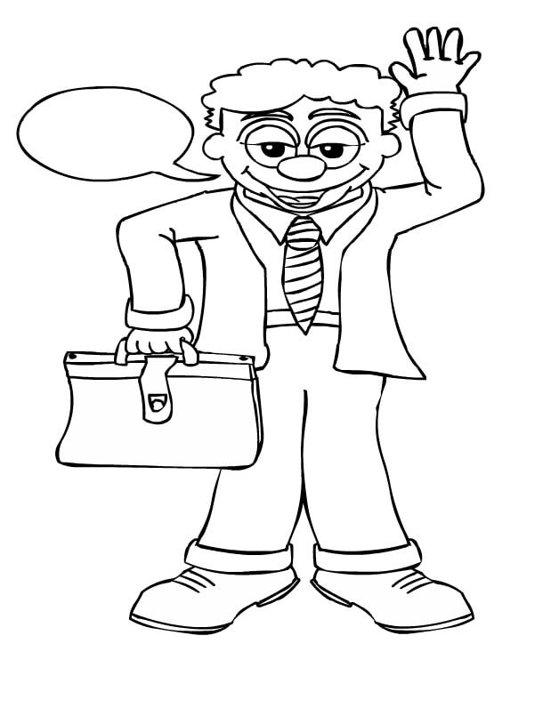 Dibujo de Hombre de Negocios de Dibujos Animados para Colorear y Imprimir