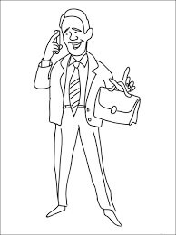 Dibujo de Hombre de Negocios Escuchar El Teléfono para Colorear y Imprimir