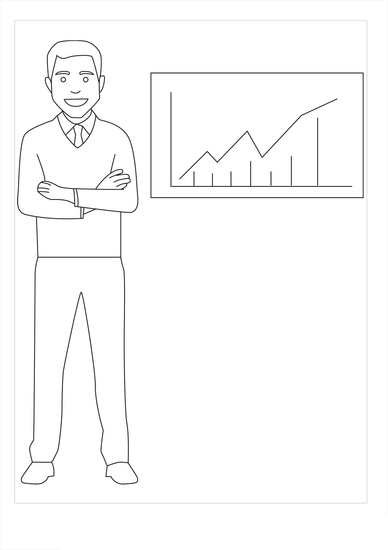 Dibujo de Hombre de Negocios ¡Feliz para Colorear y Imprimir