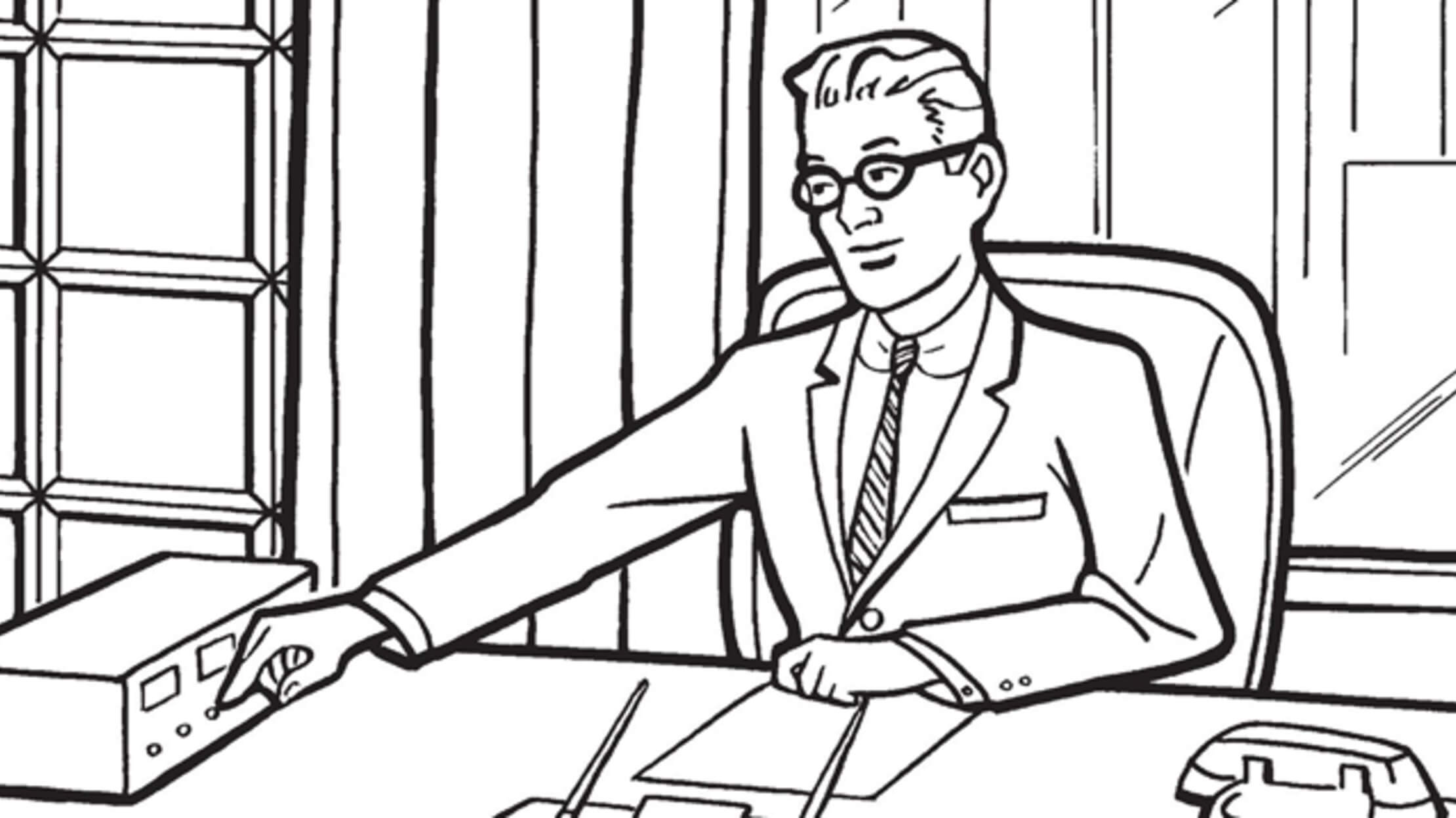 Dibujo de Hombre de Negocios Genial para Colorear y Imprimir