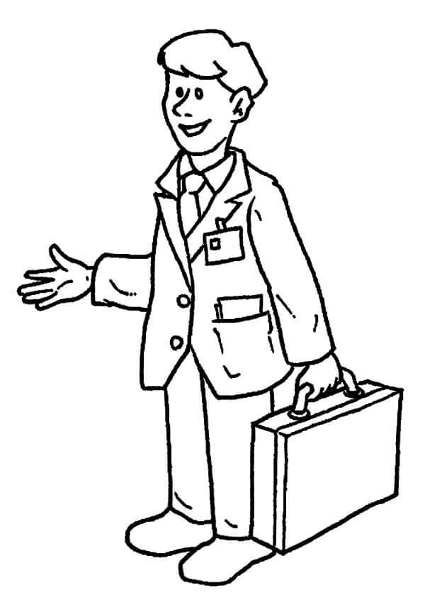 Dibujo de Hombre de Negocios Sonriente para Colorear y Imprimir