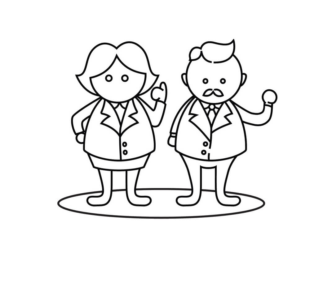 Dibujo de Hombre y Mujer de Negocios para Colorear y Imprimir