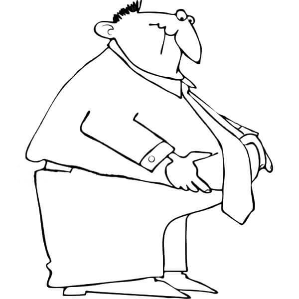 Dibujo de Lindo Gordo Hombre de Negocios para Colorear y Imprimir