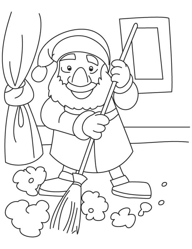 Dibujo de Barrendero Enano para Colorear y Imprimir