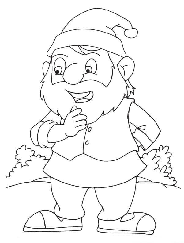 Dibujo de Enano En Navidad para Colorear y Imprimir