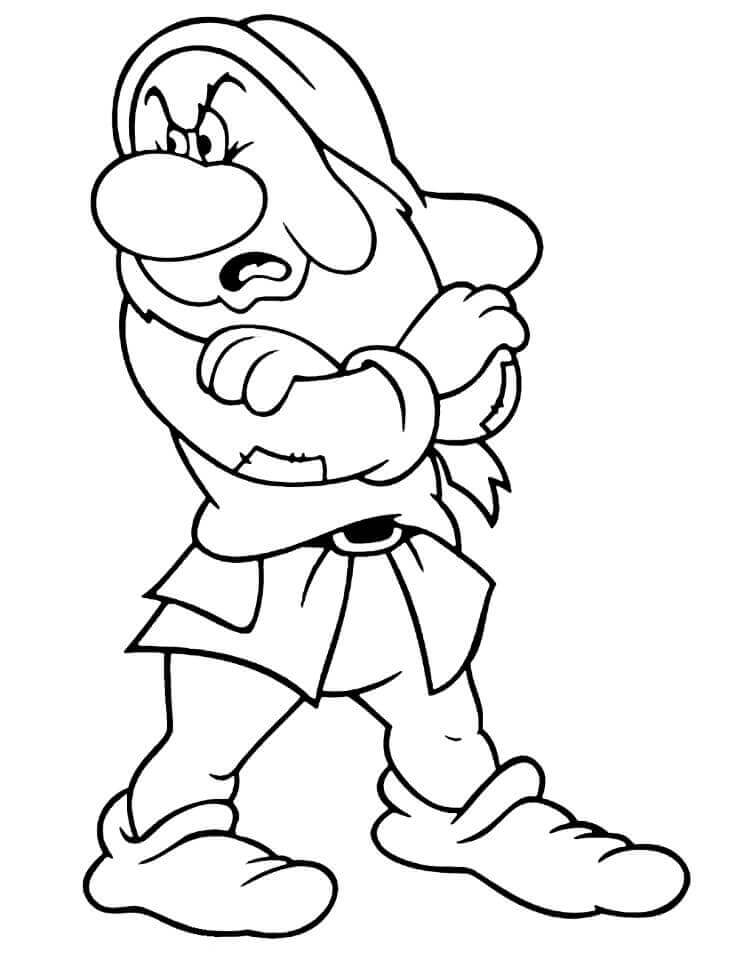 Dibujo de Enano Gruñón para Colorear y Imprimir
