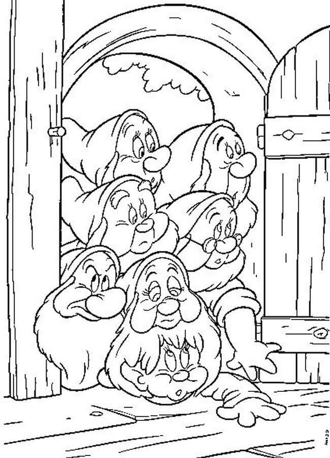Dibujo de Siete Enanos para Colorear y Imprimir