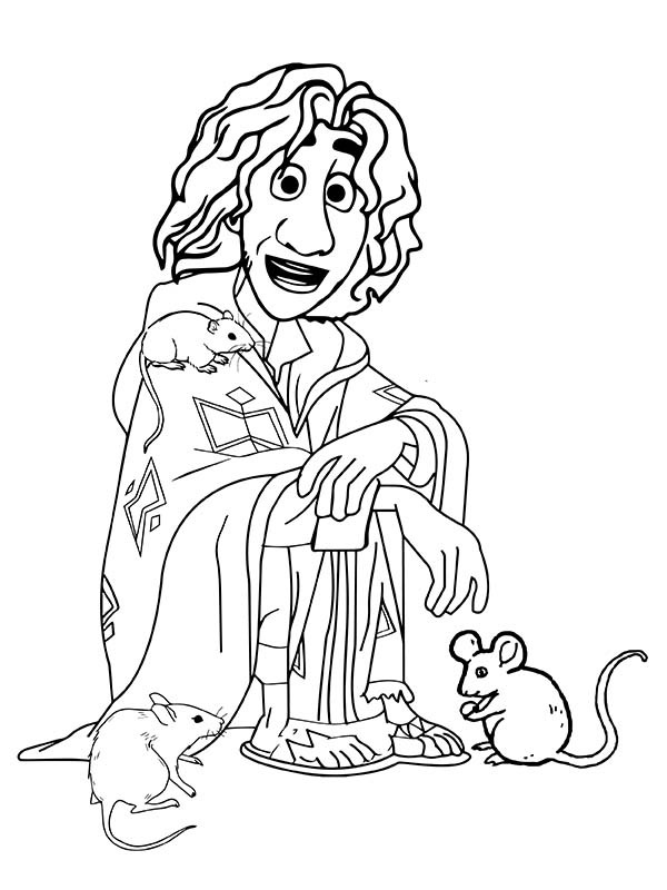 Dibujo de Imgi 14 Bruno Sitting And Two Rats Coloring Page para Colorear y Imprimir