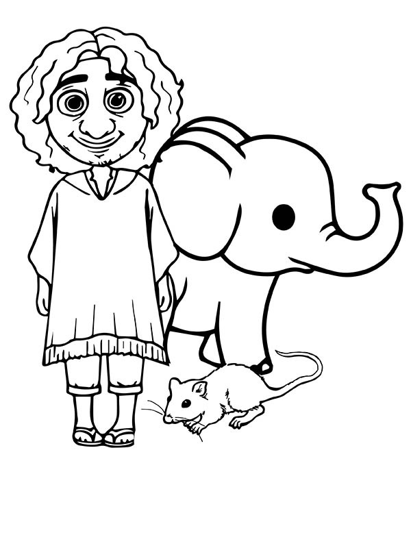 Dibujo de Imgi 6 Encanto Bruno Rat And Elephant Coloring Page para Colorear y Imprimir