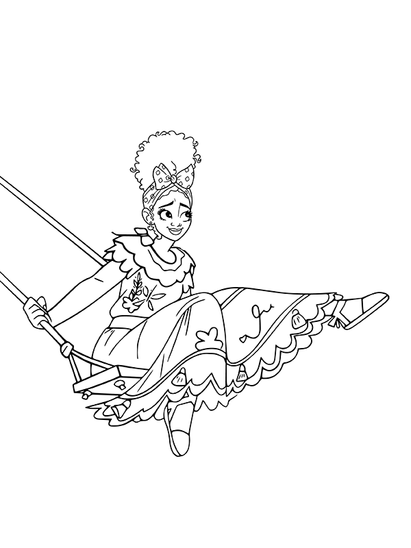 Dibujo de Imgi 10 Encanto Dolores Swinging Coloring Page para Colorear y Imprimir