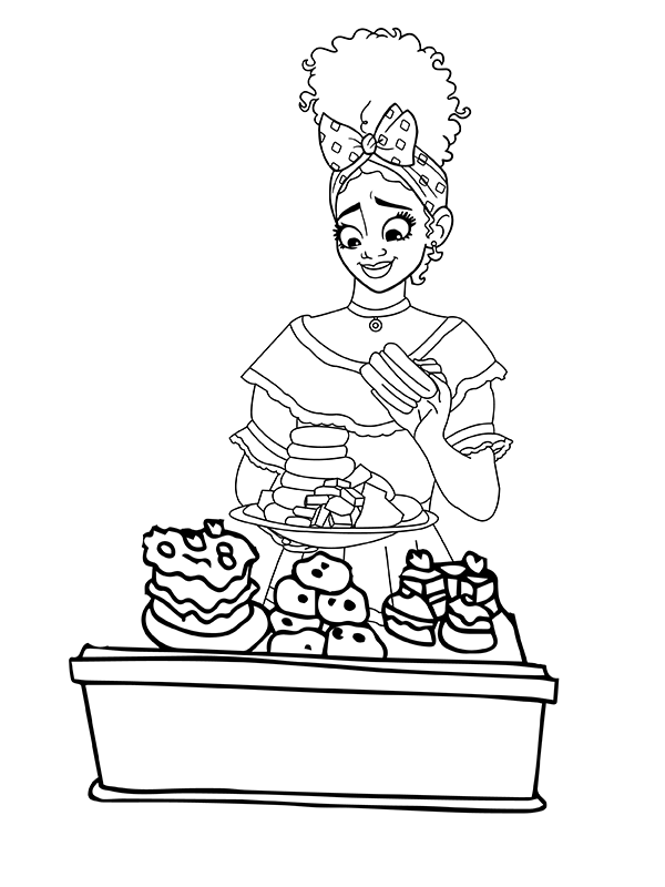 Dibujo de Imgi 12 Encanto Dolores Madrigal Eating Coloring Page para Colorear y Imprimir