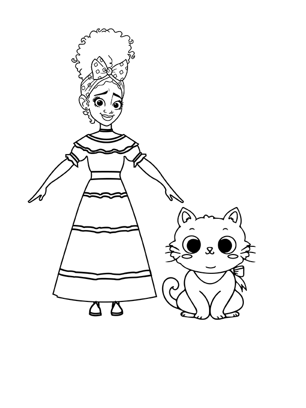 Dibujo de Imgi 16 Dolores Of Encanto And Cute Cat Coloring Page para Colorear y Imprimir