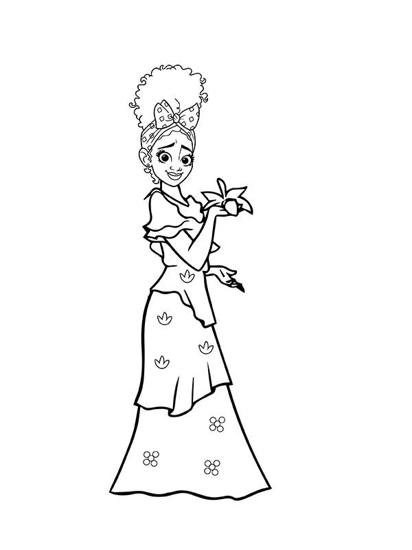 Dibujo de Imgi 4 Flower And Encanto Dolores Madrigal Coloring Page para Colorear y Imprimir