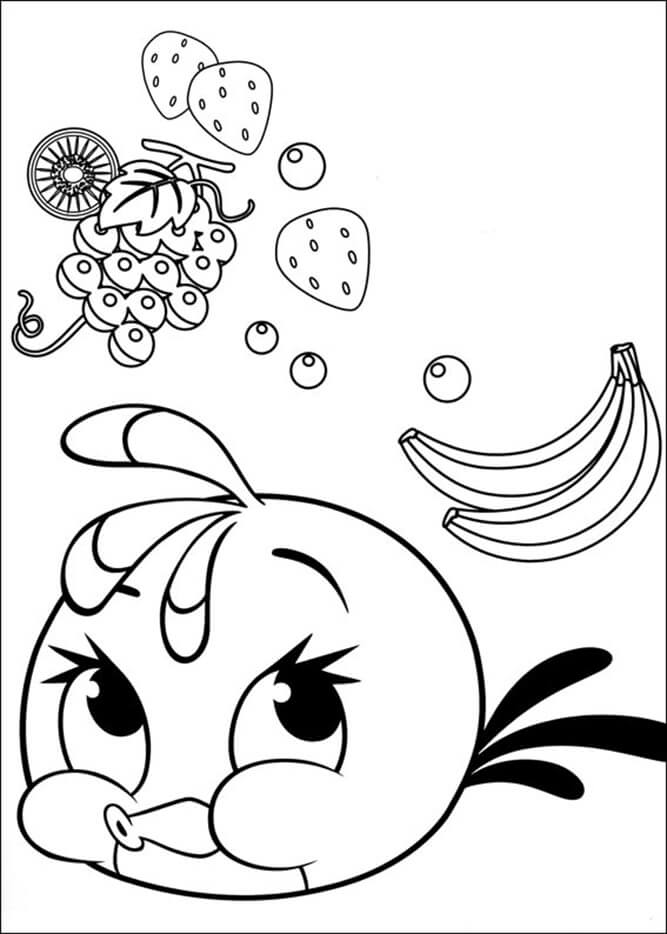 Dibujo de Enfadada Aves Stella Amo Las Frutas para Colorear y Imprimir