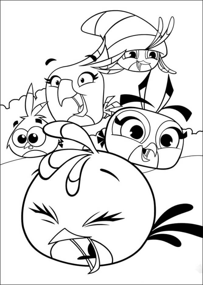 Dibujo de Enfadada Aves Stella Kawaii para Colorear y Imprimir