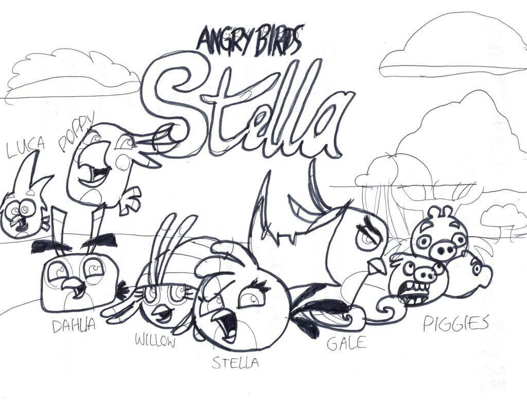 Dibujo de Enfadada Aves Stella Póster para Colorear y Imprimir